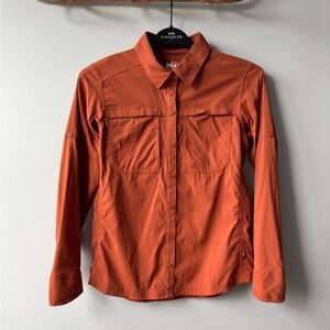 REI Co-op Sahara Solid Long-Sleeve Shirt - Copper Clay color Size S